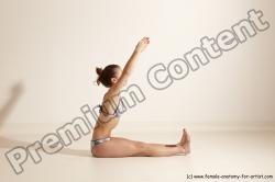 Underwear Gymnastic poses Woman White Moving poses Slim long brown Dynamic poses Academic